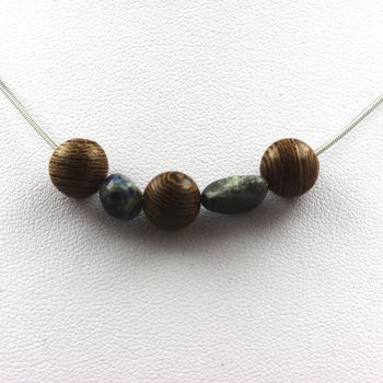 Necklace wood 8 mm + Lapis Lazuli from Pakistan