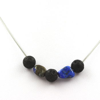 Collier perles Lave 8 mm + Lapis Lazuli du Pakistan