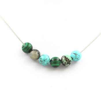 Collier perles Chrysocolle de Namibie + Howlite Turquoise + Malachite 8 mm