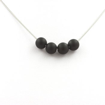 Necklace 4 beads matte black Onyx 8 mm