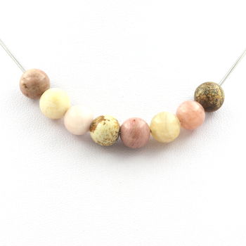 Necklace beads Sunstone + Rhodonite + Bamboo Leaf Agate + Landscape Jasper 8 mm