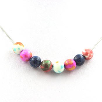 Necklace Yellow pink jasper + blue orange jasper + blue jasper + red green jasper beads 8 mm