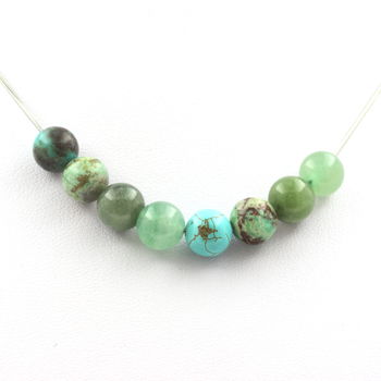 Necklace Aventurine + Jade + Chrysocolla from Namibia + Turquoise beads 8 mm