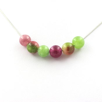 Necklace Multicolor Tourmaline + Watermelon Tourmaline + Peridot beads 8 mm