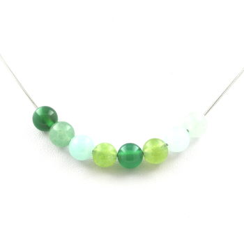 Necklace Green Agate + Aventurine + Peridot + Angelite beads 8 mm