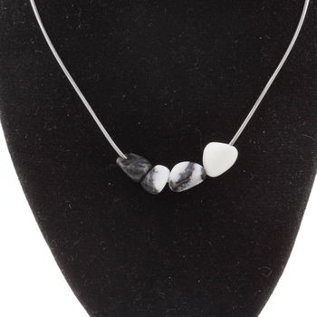 Collier Jaspe zèbre du Brésil 4 Perles