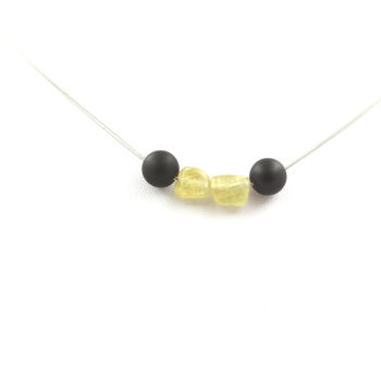 Collier Apatite jaune de Madagascar + Perles Onyx noir mat 8 mm