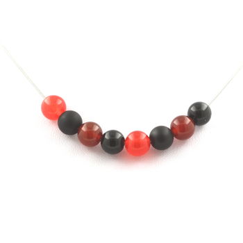 Necklace Beads Black Agate + Red Chalcedony + Red Agate + Matte Black Onyx 8 mm