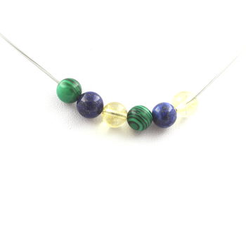 Necklace Citrine + Lapis Lazuli + Malachite Beads 8 mm