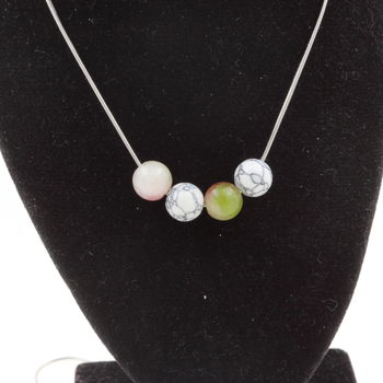 Collier Perles Tourmaline melon d'eau + Howlite 8 mm