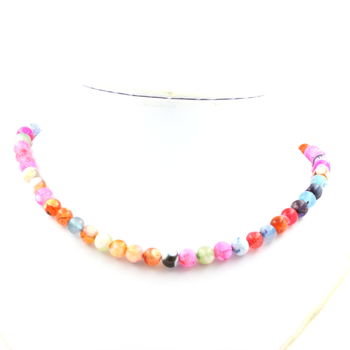 Collier perles Agate craquelé multicolore 8 mm