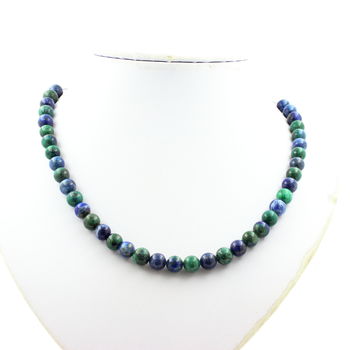 Collier perles Azurite Chrysocolle 8 mm