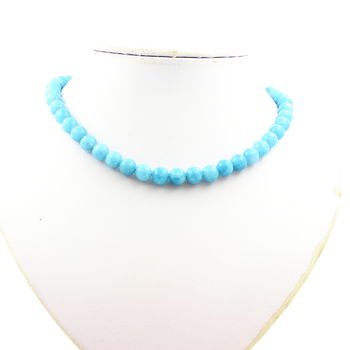 Collier perles Calcédoine bleu 8 mm