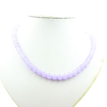 Collier perles Calcédoine lavande 8 mm