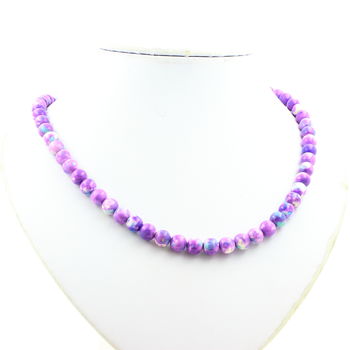 Collier perles Jaspe violet bleu 8 mm