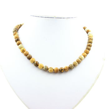 Collier perles Jaspe paysage 8 mm