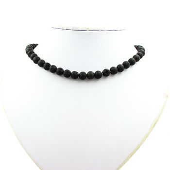 Collier perles Lave 8 mm