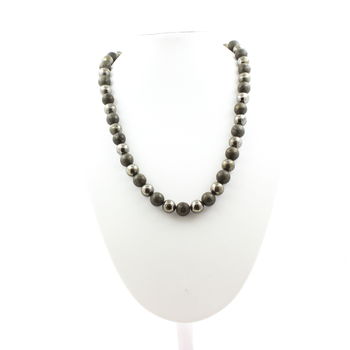 Collier perles Pyrite d'Espagne 8 mm