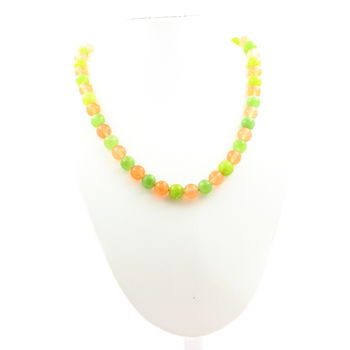 Collier perles Péridot + Calcédoine orange 8 mm