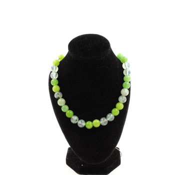 Collier perles Prehnite d'Afrique + Péridot 8 mm