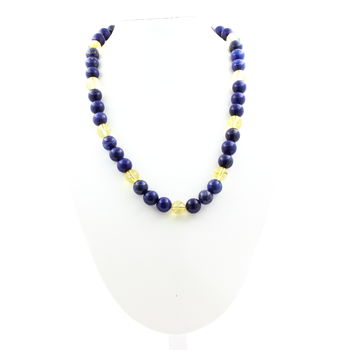 Lapis Lazuli + Citrine 8 mm beaded necklace