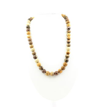 Collier perles Jaspe léopard + Jaspe paysage 8 mm