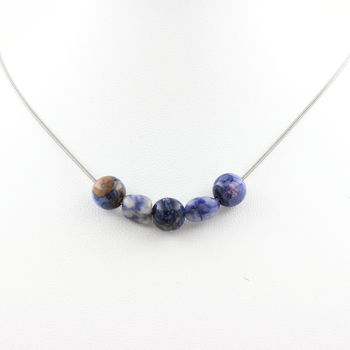 Blue Jasper from South Africa + Blue Jasper 8 mm beaded necklace