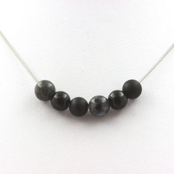 Labradorite + Black Agate + Matte Black Onyx 8 mm beaded necklace Stainless steel chain