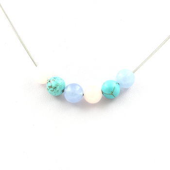 Rose Quartz + Aquamarine + Howlite Turquoise 8 mm beaded necklace Stainless steel chain