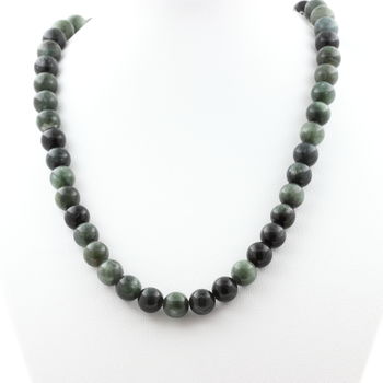Seraphinite from Russia 8 mm beaded necklace Stainless steel chain
