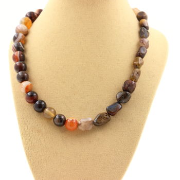 Pietersite from USA + Dream Agate 8 mm beaded necklace Stainless steel chain