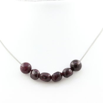 Garnet from Mozambique + Garnet 8 mm beaded necklace Stainless steel chain