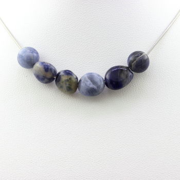 Sodalite from Brazil + Sodalite 8 mm beaded necklace Stainless steel chain