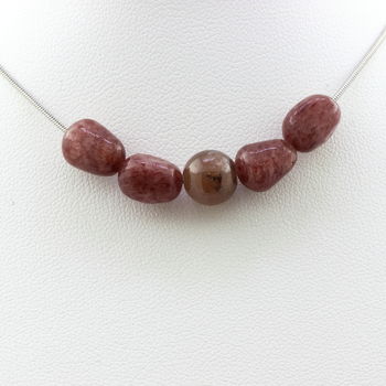 Ruby from Brazil + Ruby from Mogok, Burma, Myanmar 8 mm beaded necklace Stainless steel chain