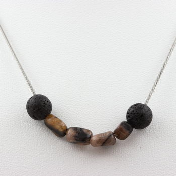 Andalusite from the USA + Lava 8 mm beaded necklace Stainless steel chain