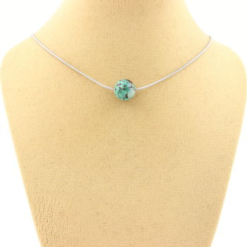 1 Chrysocolla from Namibia quality 7A bead 8 mm necklace Stainless steel chain