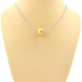 1 yellow purple Jasper bead 8 mm necklace Stainless steel chain