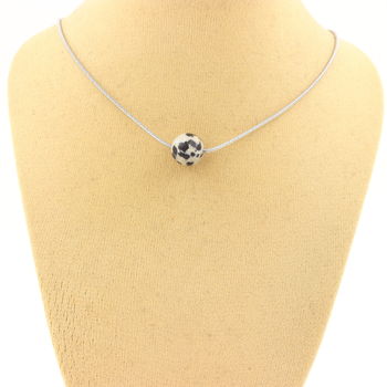1 Dalmatian Jasper bead 8 mm necklace Stainless steel chain