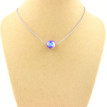 1 purple blue Jasper bead 8 mm necklace Stainless steel chain