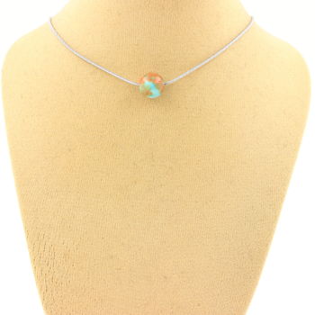 1 orange blue Jasper bead 8 mm necklace Stainless steel chain