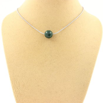 1 Malachite from Congo quality 7A bead 8 mm necklace Stainless steel chain