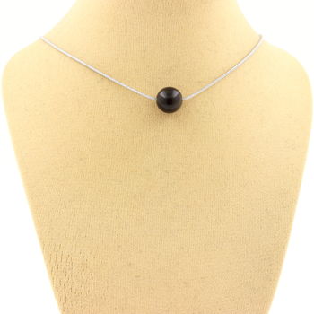 1 golden Obsidian bead 8 mm necklace Stainless steel chain