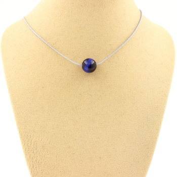 1 blue Tiger Eye bead 8 mm necklace Stainless steel chain