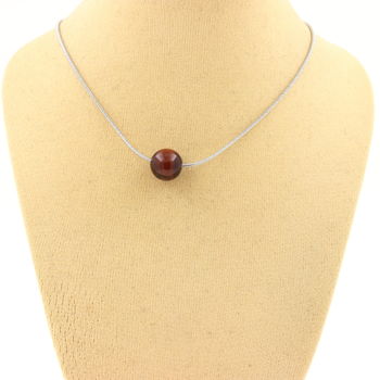 1 red Tiger Eye bead 8 mm necklace Stainless steel chain