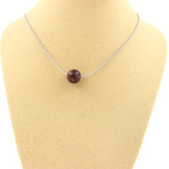 1 mahogany Obsidian bead 8 mm necklace Stainless steel chain