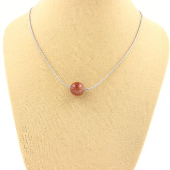 1 Sunstone bead 8 mm necklace Stainless steel chain