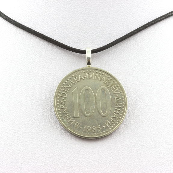 Fait main-Collier/Pendentif-Pièce de monnaie-Grèce 50 DRACHMES Fait main-Collier/Pendentif-Pièce de monnaie-Grèce 50 DRACHMES
