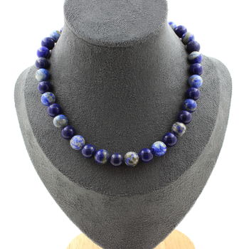 Lapis Lazuli from Pakistan quality 5A + Lapis Lazuli 8 mm beads necklace Stainless steel chain