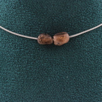 Andalusite from the USA 2 beads necklace. Stainless steel chain