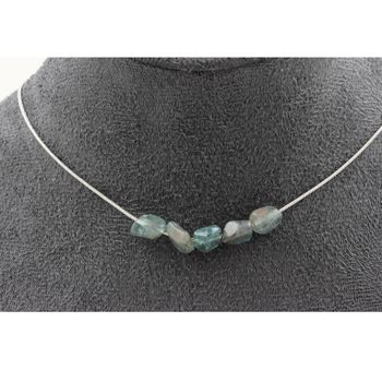 Collier 5 perles Apatite du Brésil. Chaine en acier inoxydable